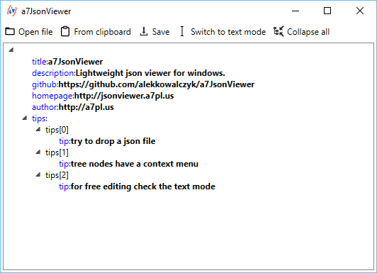a7 JsonViewer Tree View