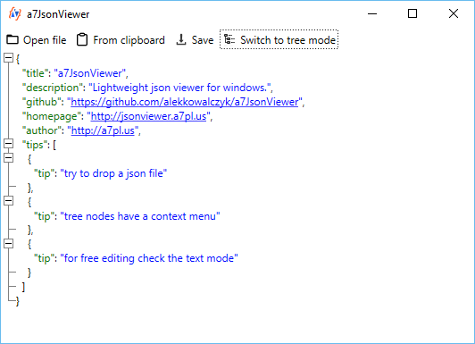 a7 JsonViewer Text View